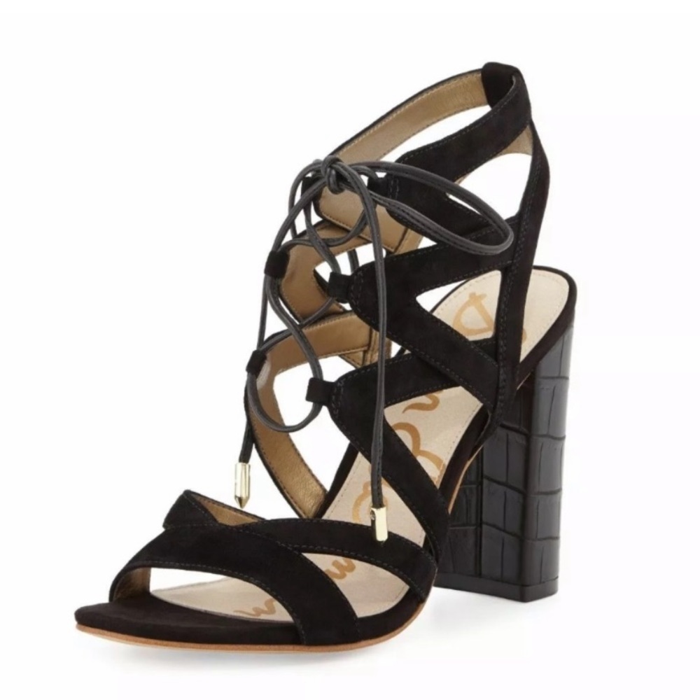 Sam Edelman Black Strappy Block Heel: size 7.5